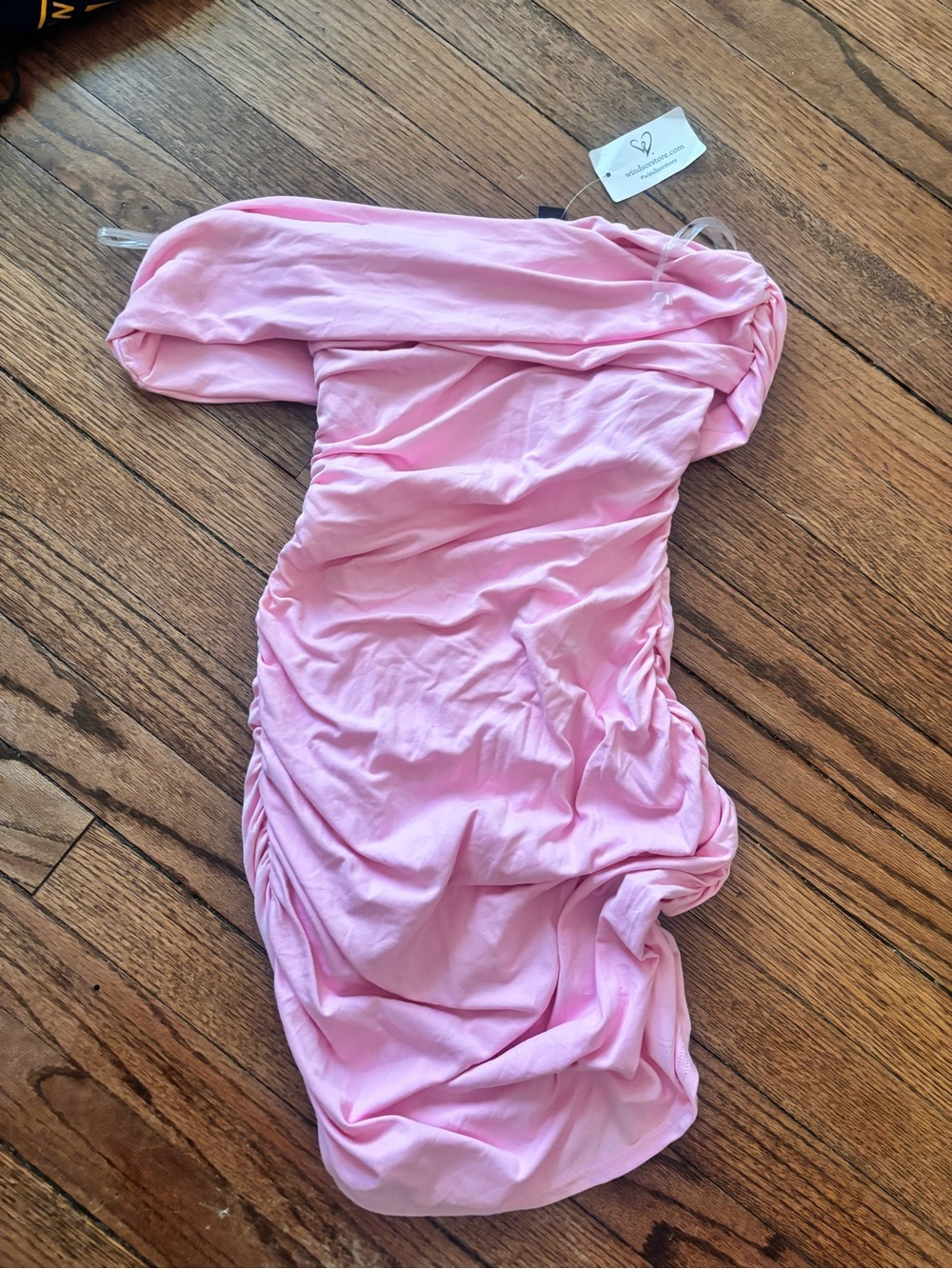 Windsor Light Pink Ruched Off-Shoulder Dress